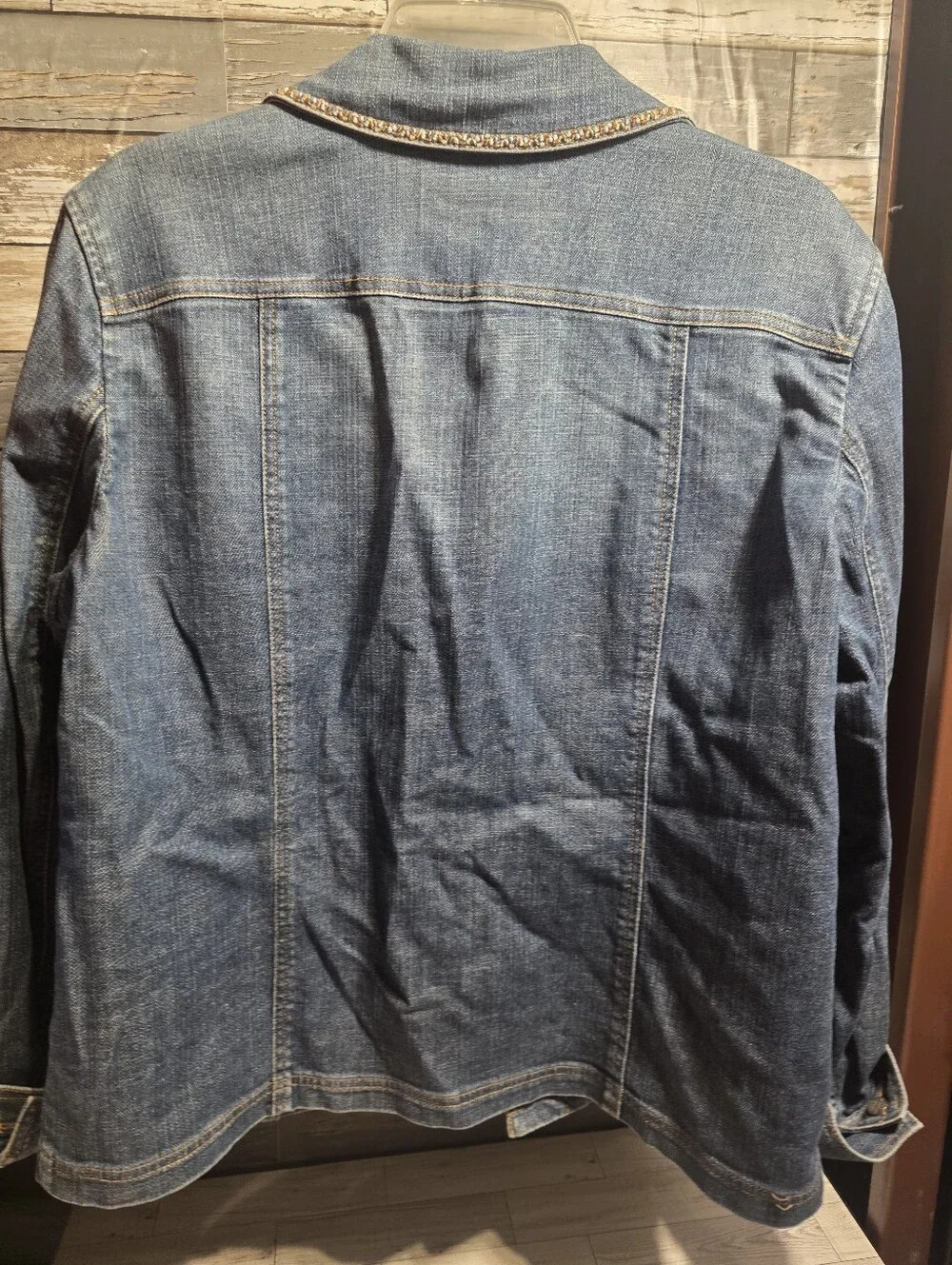 Jones New York Blue Denim Jacket with Rhinestone Trim